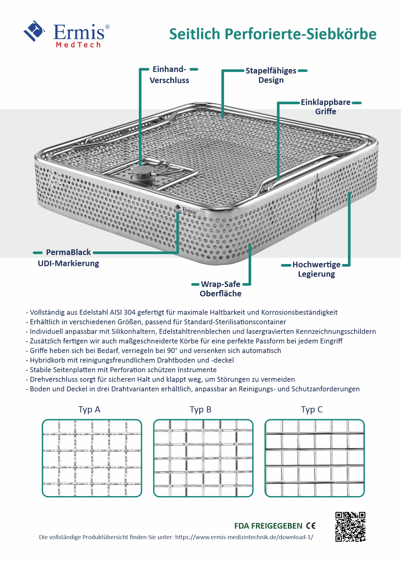 Seitlich perforierten-Siebkörbe - Flyer